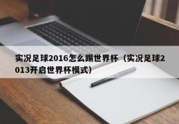 实况足球2016怎么踢世界杯（实况足球2013开启世界杯模式）